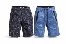 Lot of 2 American Eagle AE Men  s Active Camo Athletic Shorts Black/Blue Zip Sz S
