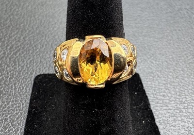 DESIGNER RING ROSS SIMONS GOLD OVERLAY ORANGE CITRIN CZ STERLINGSILBER GRÖSSE 5