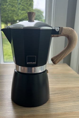 Retro Stovetop Espresso Moka Pot Black Matte Gnali & Zani Venezia 9 c Italy EUC