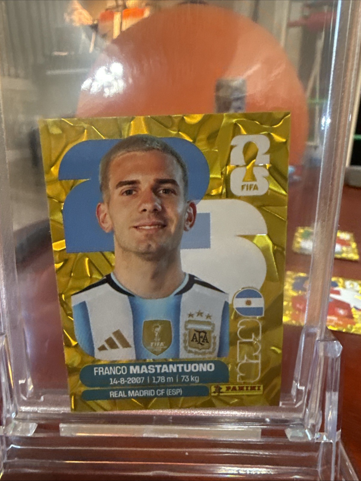ARG15 Franco Mastantuono Gold Crumple WC Rookie 2026 Panini World Cup Sticker