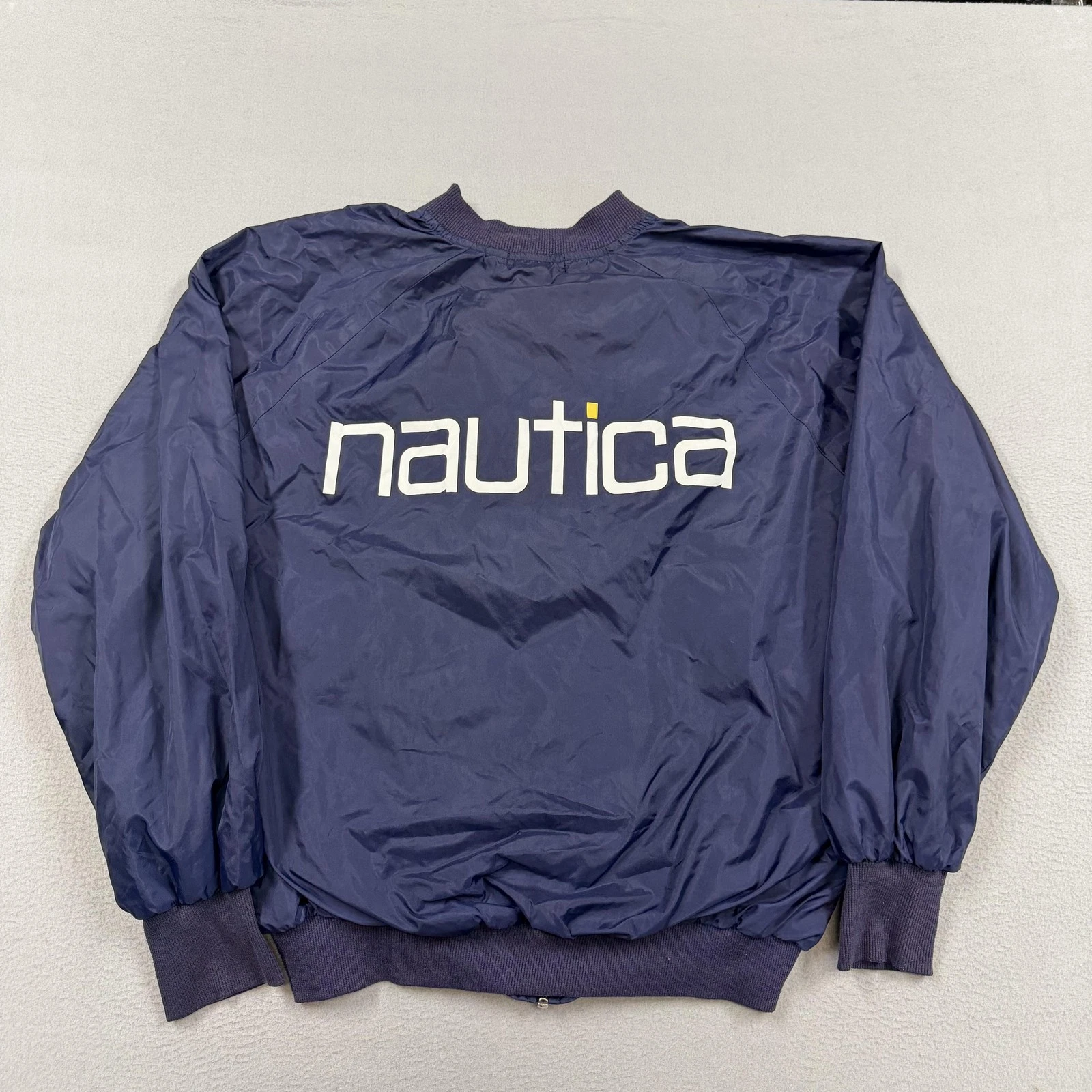 Nautica Jacket Mens One Size Blue Nylon Windbreaker Bomber Full Zip Logo