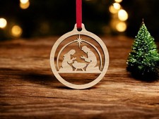 Laser Cut Bass Wood Christmas Ornament - Nativity Scene