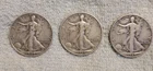 LOT OF 3 WALKING LIBERTY HALF DOLLARS - 1942 D-1943 D-1942-CIRCULATED-50C