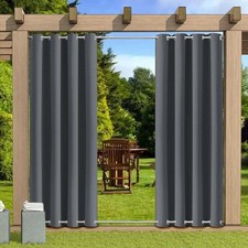 Outdoor Patio Curtains Waterproof Windproof Top and Bottom Grommet Blackout