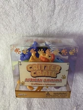 CRITTER CRATE African Savanna 9 mini animal figures ape lion elephant hippo