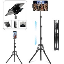 63" Tablet Floor Tripod Stand Adjustable Height For 4"-11" ipad iPhone Galaxy