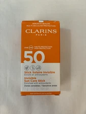 Clarins Invisible Sun Care Stick for Sensitive areas SPF 50 NIB 0.6 oz HTF