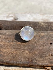 Rainbow Moonstone Ring 925 Sterling Silver Gemstone Ring Statement Crystal Ring