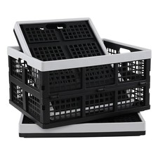 3 PCS 34 Quart Collapsible Milk Crates Plastic Foldable Storage Bin Basket