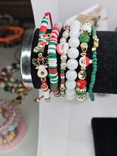 Joyful Christmas Colored Set Of 6 Bracelets Bundled For Xmas Gifts