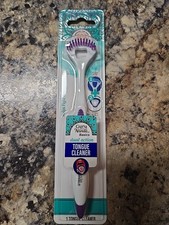 Dual Action Tongue Scraper  Brush Purple,Ergonomic, Portable, Fights Bad Breath