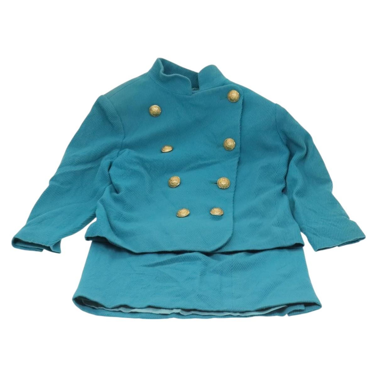 SAINT LAURENT Giacca Gonna Set Cotone Blu Autore kk477