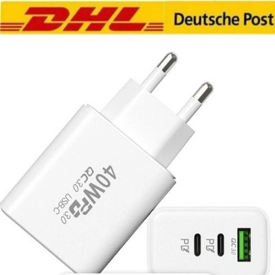 40W USB C Fast Charger 3 Port Wall Power Adapter Multi Port Charging Plug