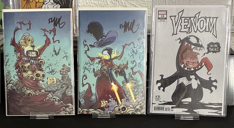 Skottie Young 3 Book Lot Marvel Venom #18 Variant & 2 Signed Spawn Comic Books
