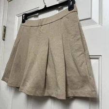 Express Pleated Skirt Skort Shorts Lined Stretch Schoolgirl Mini Khaki Tan NEW