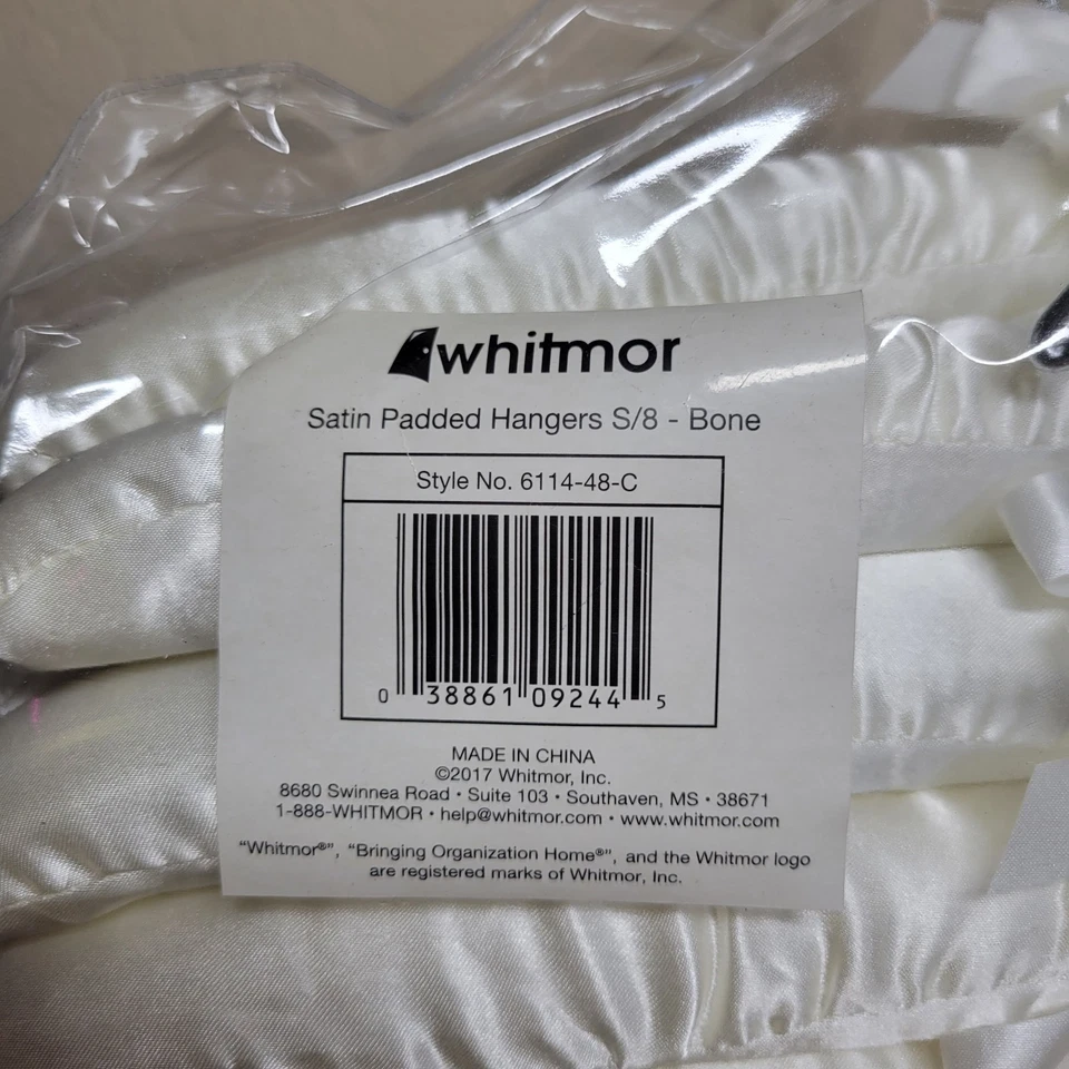 Whitmor 8PK Blusa Acolchada Satinada Perchas con Lazos ~ Estilo Vintage ~ Hueso ~ Novia Foto 4 de 4