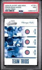 2004 Team Trios - Sammy Sosa, Kerry Wood, Mark Prior (#TTR-1) /100 PSA 9