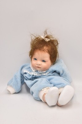 Vintage Künstler Baby Junge Puppe Biskuit Kopf Hände Füße gewichteter gefüllter Körper 30 cm