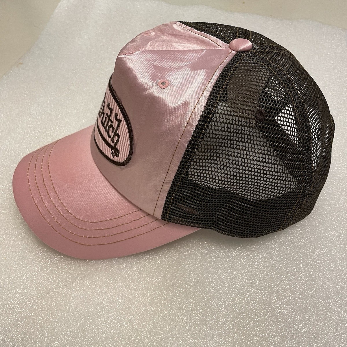 Vintage Von Dutch Trucker Hat Pink Satin Brown Mesh Y2K Deadstock