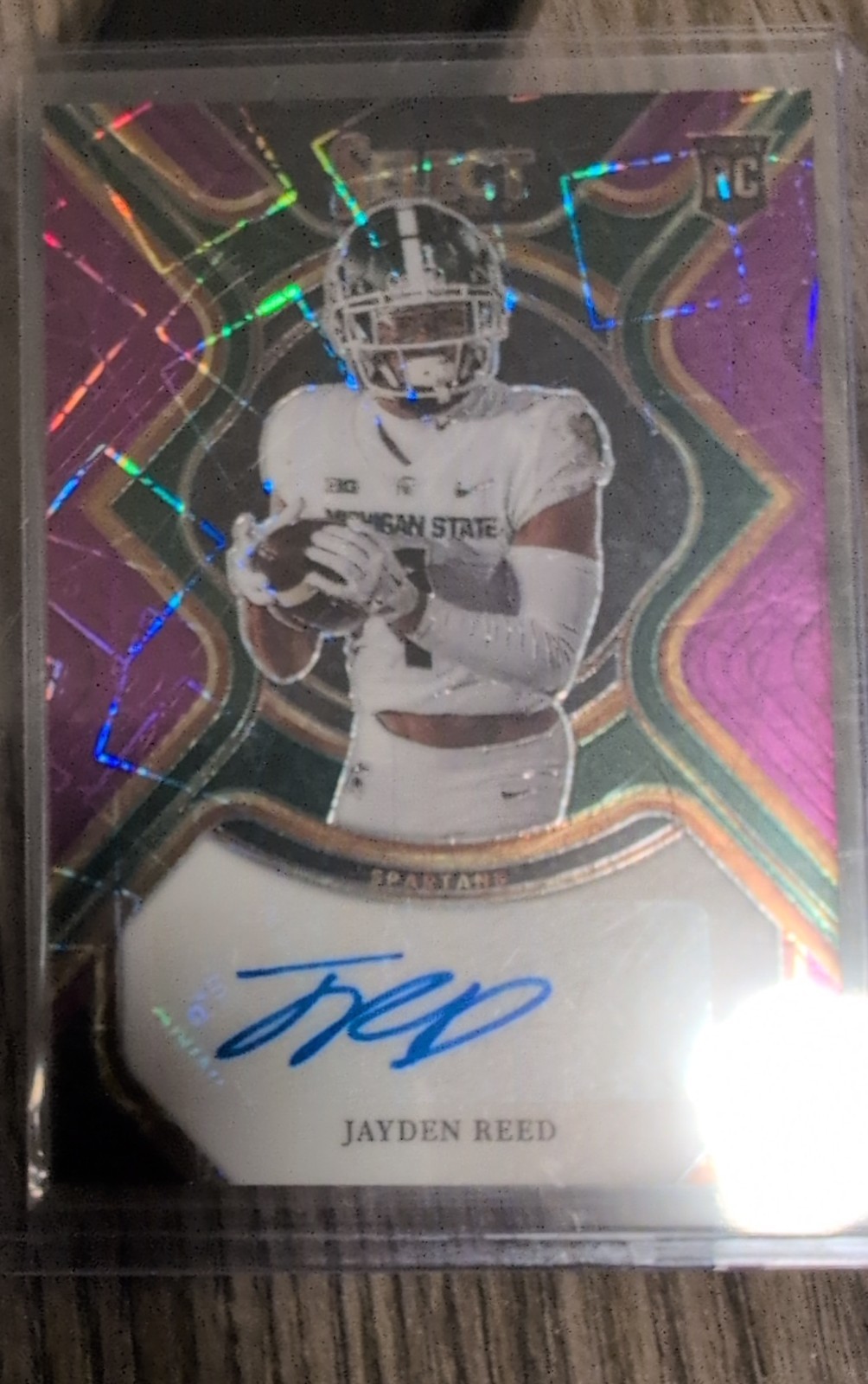 Jayden Reed Panini Select Draft Picks Rookie Signatures #JRE Purple Lazer