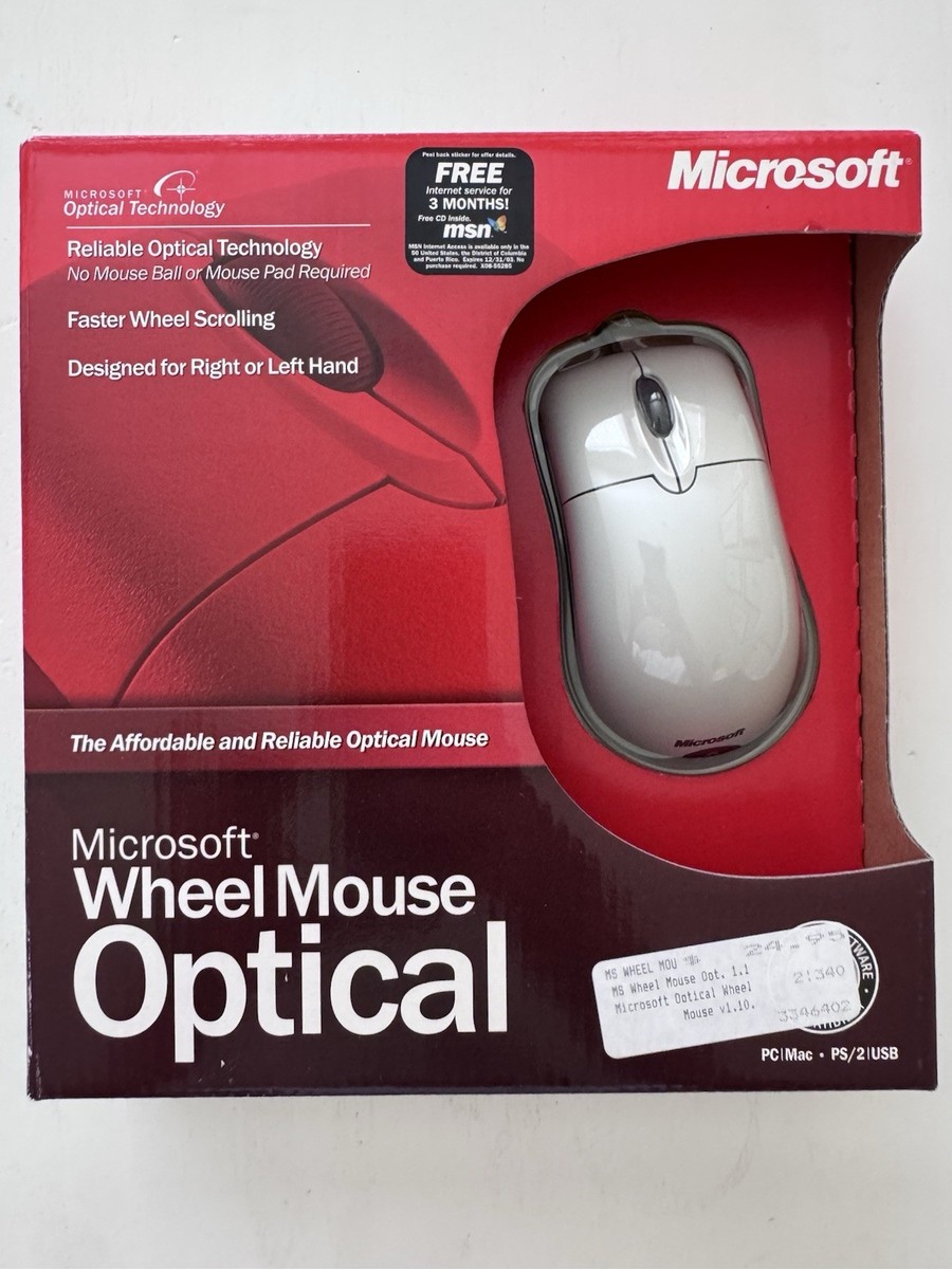 【未開封】MicrosoftWheelMouseOptical 有線マウス 名機 Microsoft Wheel Mouse Optical Vintage Mouse: PC/MAC USB PS2 (NEW