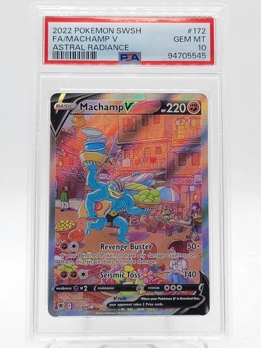 MACHAMP V 2022 POKEMON ASTRAL RADIANCE FULL ART #172 PSA 10 Q0895