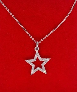 Authentic 0.40 CT Round Cut Lab Created Diamond Women's Star Pendant 14k White Gold Plated