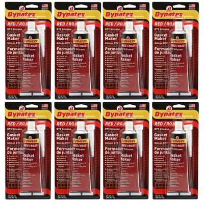 Dynatex Red Hi-Temp RTV Gasket Maker 3 oz Tube - Sensor Safe, 650°F (8-Pack)