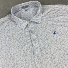 Peter Millar Summer Comfort Polo Shirt Mens XL Blue White All Over Print Skulls