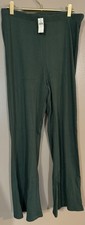 New AERIE L Green Hi Rise Ribbed Flare Pull On Pant Women