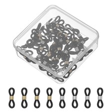 Eyeglass Chain End, 60 Pcs Chain Connector with Small Box, Black Gold/Silver