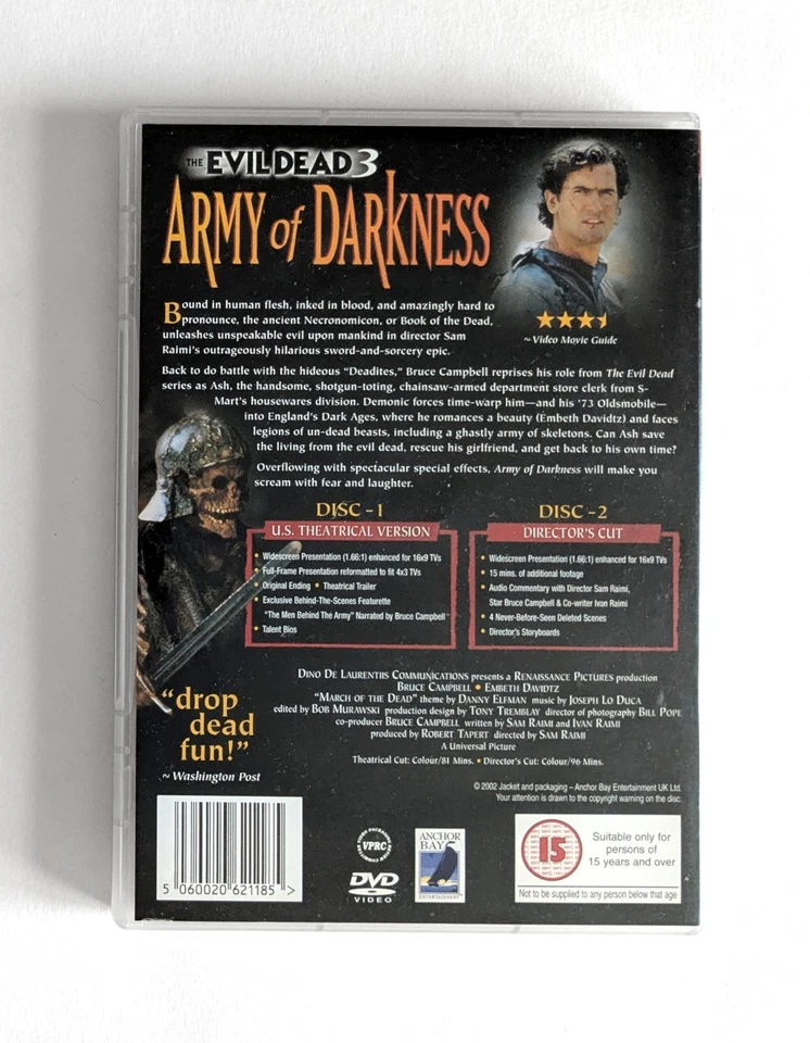 Army of Darkness Evil Dead 3 DVD (2002) Bruce Campbell - Image 2 of 4
