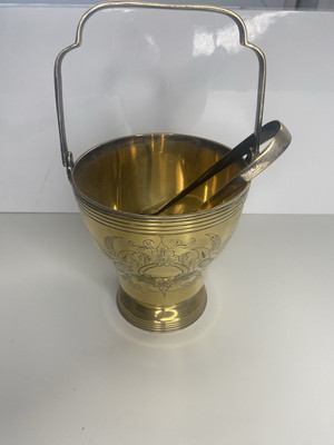 Vintage Messingfarben EPNS Eiskübel mit Grill & Zange Silberplatte 6'' Floral