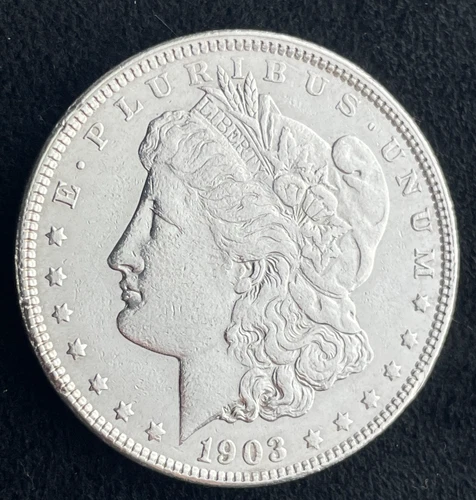 1903 MORGAN SILVER DOLLAR, ESTATE COIN SALE, 90% SILVER, BU, NICE LUSTER, #0111