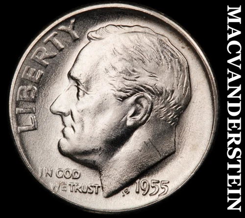 1955-D Roosevelt Dime- Silver- Choice Gem Brilliant Uncirculated Luster #J3340