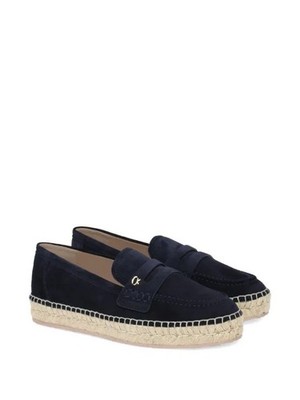 GIANVITO ROSSI- Lido Suede Espadrilles Navy Beach Flat Penny Loafer