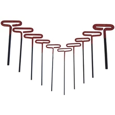 Wrench, Hex Key, Dipped T-Handle, SAE, 10pc Set 3/32" to 3/8"