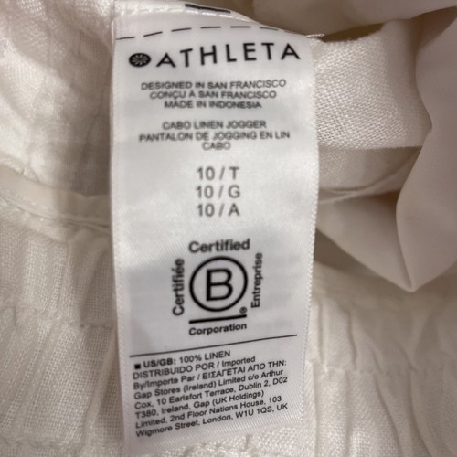 Athleta Cabo Linen Jogger Calla Lily White Pockets Adjustable Waist Sz 10Tall - Bild 13 von 13