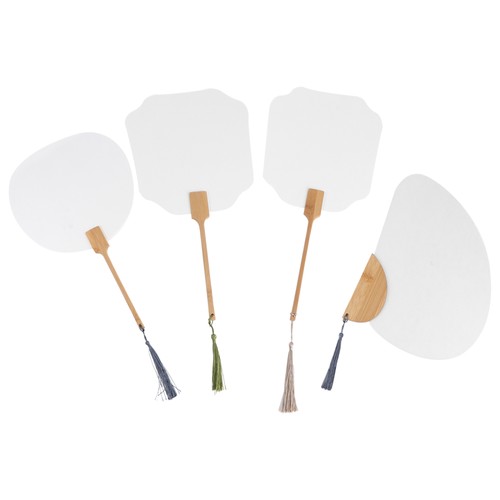 4pcs Diy Handmade Fan Hand Doodle Classical Folding Fan for Friends (White)