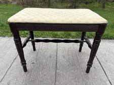 Antique Vintage Mahogany Piano Vanity Bench Vinyl Upholstery 23 x 14 x 18 T