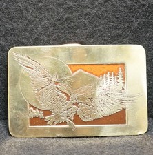 WH05126 REALLY NICE VINTAGE 1970s EAGLE FLYING BIRD NATURE ARTWORK BELT BUCKLE