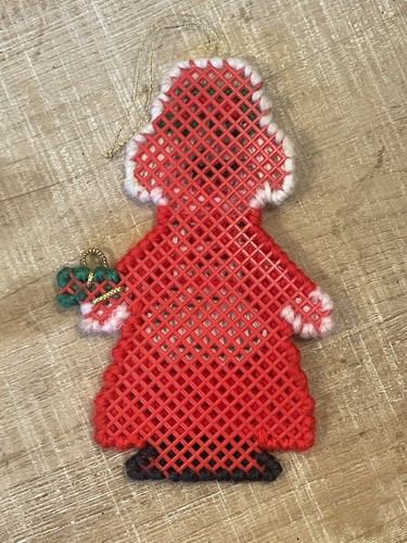 Large Needlepoint Mrs Claus Homemade Christmas Ornament - Picture 2 of 3