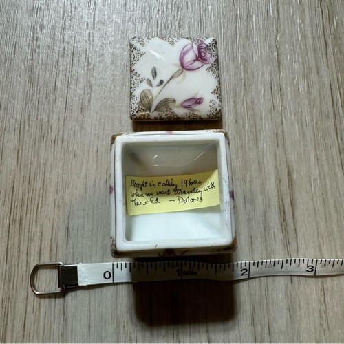 Vintage 60er Jahre Miniatur Porzellan Schmuckschatulle, Blumenmuster Made in Japan RAR - Bild 9 von 10