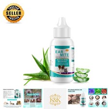 Natural Ear Mite Drops for Dogs  Cats - Gentle Aloe Formula, 0.75 fl oz