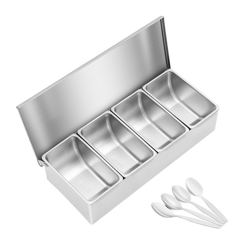 4 Slot Condiment Carrier Countertop Holder for Sauce Ingredients for Kitchen Use - Picture 7 of 19