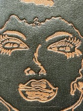 TOTE WABAGS pelle lavorata DONNA AFRICANA RITRATTO IN RILIEVO con logo usato in ottime condizioni