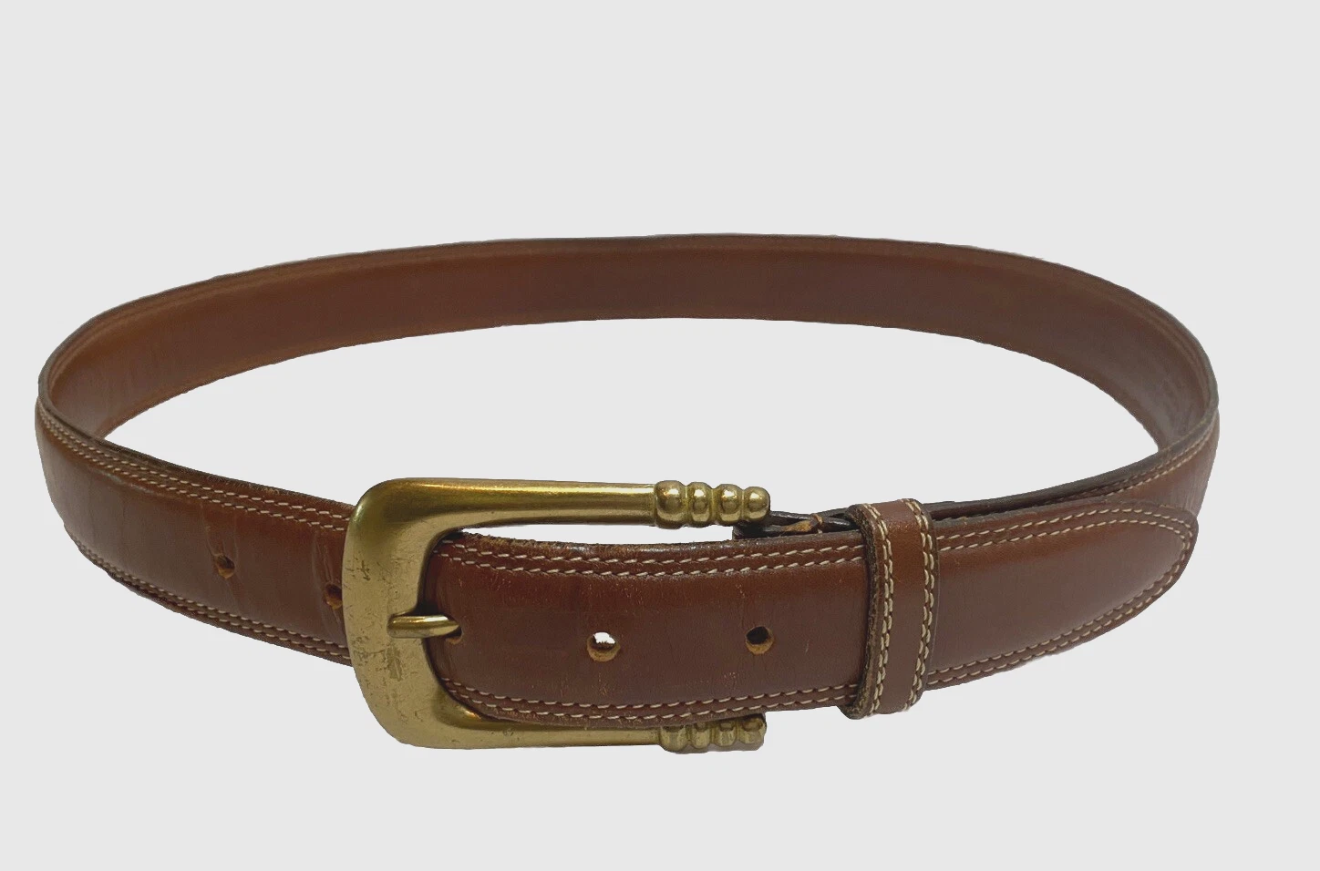 Cintura Coach 3910 British Tan taglia L 30 32" briglia inglese pelle ottone massiccio USA