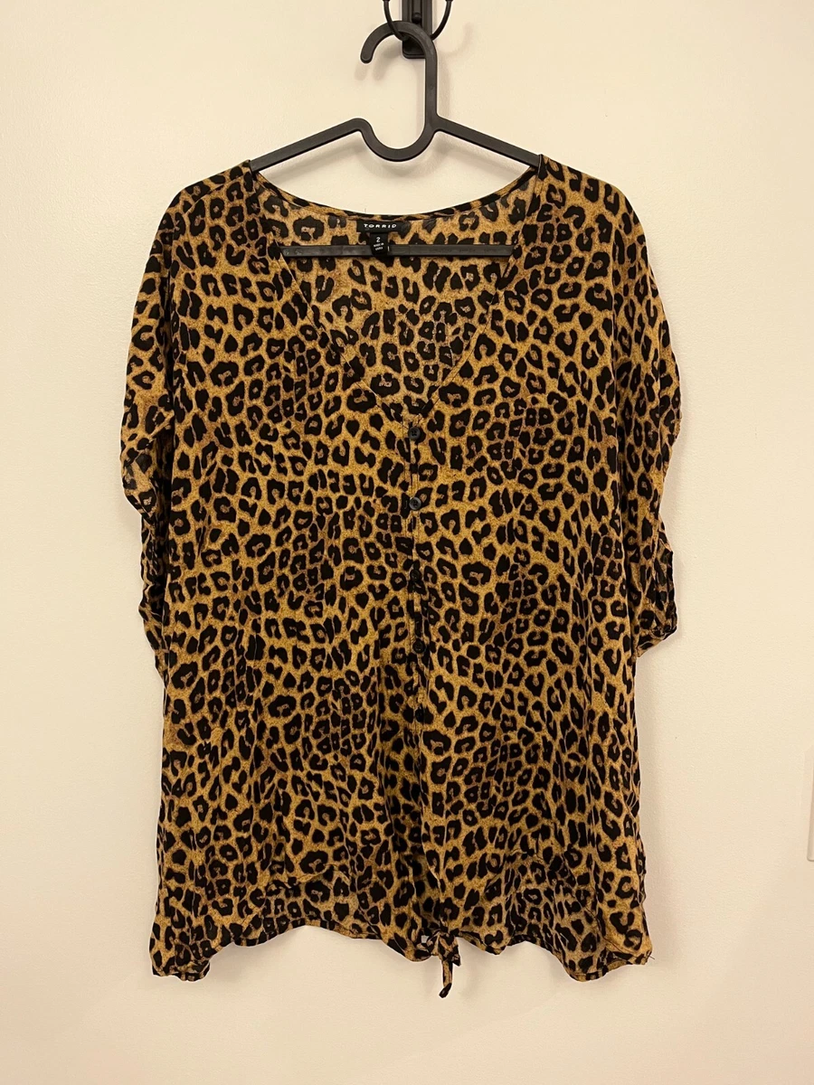 animal print short sleeve blouse
