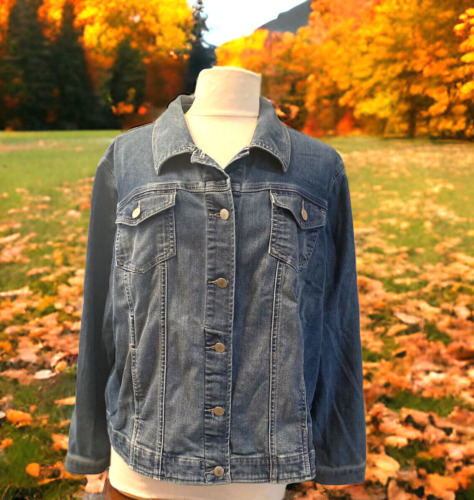 Womens Chicos Blue Jean Denim Jacket Size 2 Cotto… - image 1