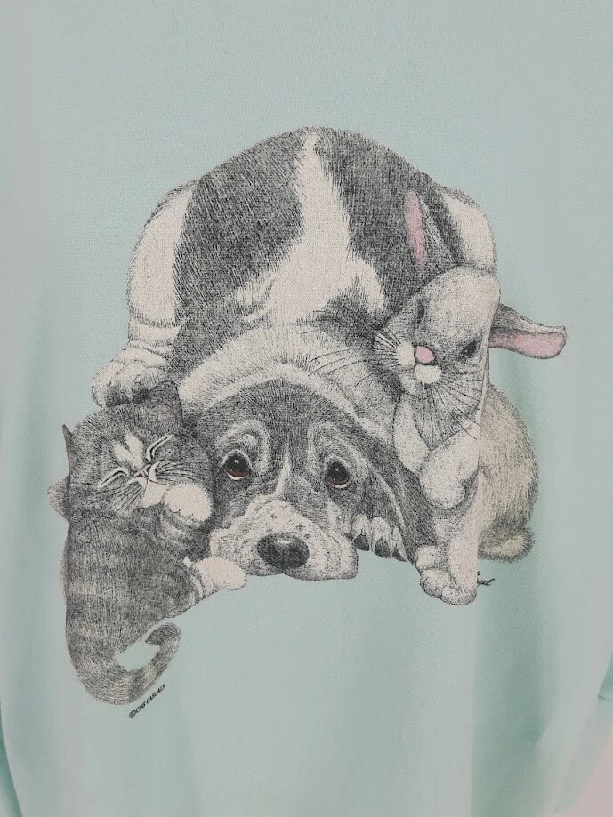 Винтажный Cat собаки кролика флис Sleepwear ночное платье ночная рубашка CMS повседневные Kawaii - Изображение 4 из 4